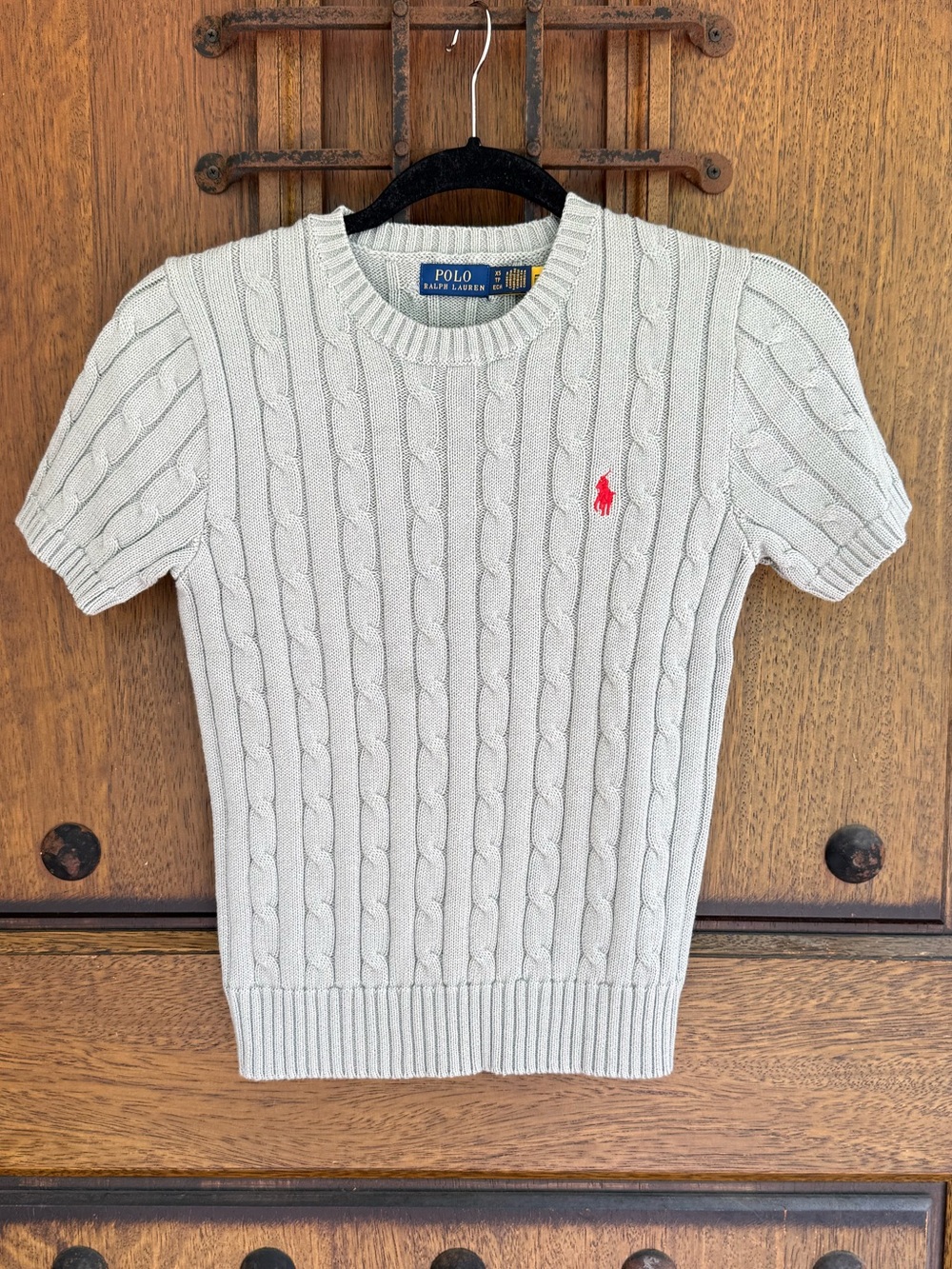 Polo by Ralph Lauren Light Green Knit Short-Sleeve Sweater Sise XS,